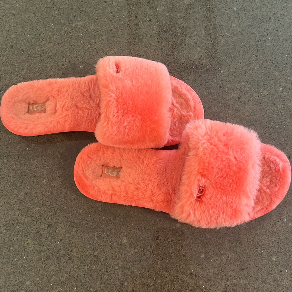 Orange ugg slide slippers size 7